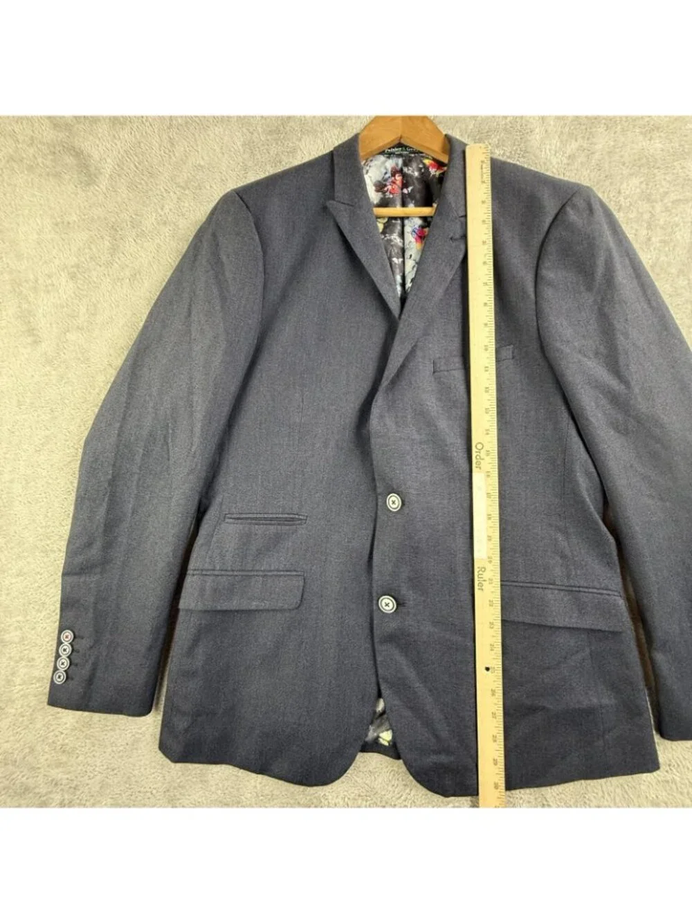 Paisley & Gray Suit Jacket Mens 42 Blue Slim Fit Butterfly Lining Sport Coat